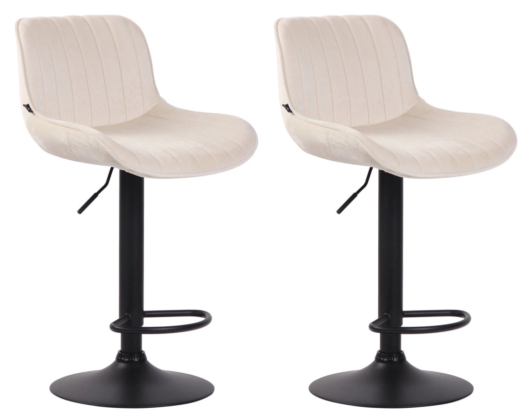 Set di 2 sgabelli da bar Lentini Velvet crema,nero