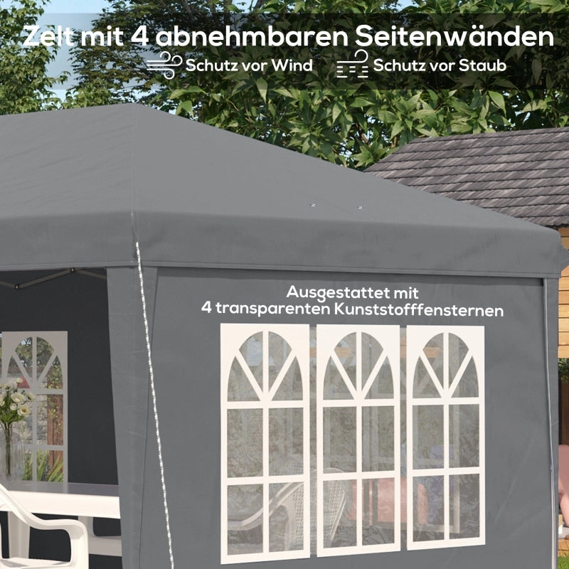 Padiglione circa 3x6m gazebo impermeabile pieghevole con 4 pareti laterali borsa da trasporto protettiva UV per finestre grigia