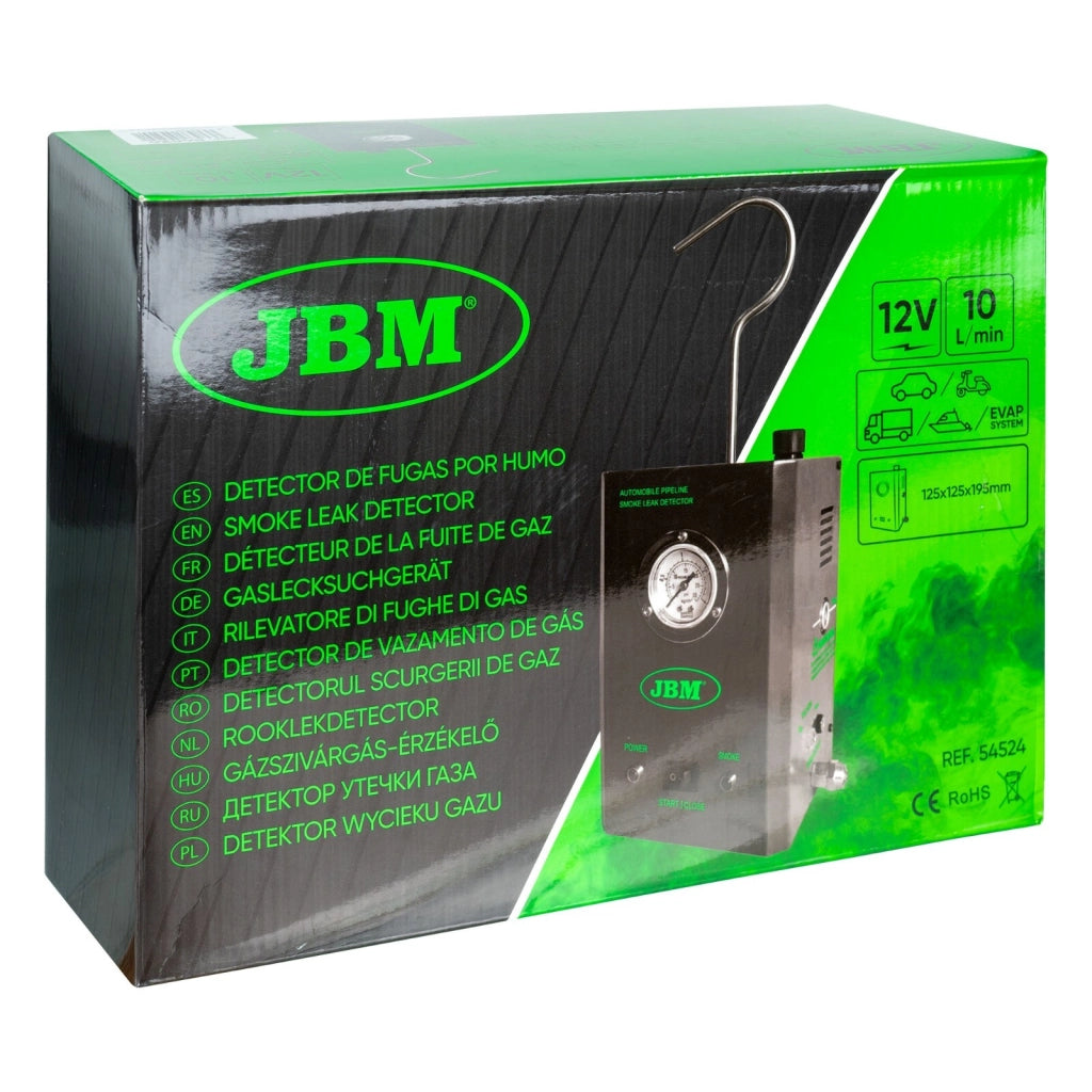 Rilevatore fughe fumo auto EVAP 8 L min Tester perdite sistema diagnosi JBM 54524 professionale per tutte marche incluso accessori confezione originale spedizione Italia UE