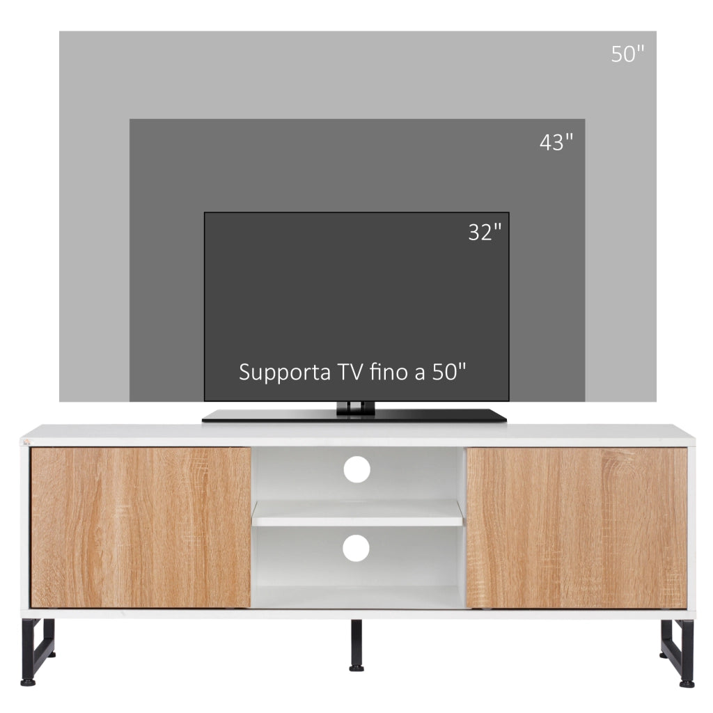 Easycomfort Mobile TV Moderno 50" max in Truciolato e Acciaio con 2 Ripiani Aperti e 2 Armadietti Chiusi, 120x39.5x45 cm
