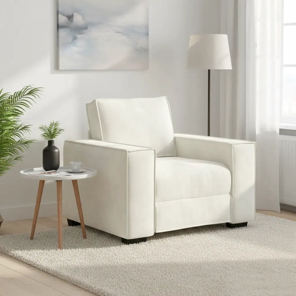 Divano Sedia-Poltrona-Sofa Relax Crema 60 cm Velluto 493210