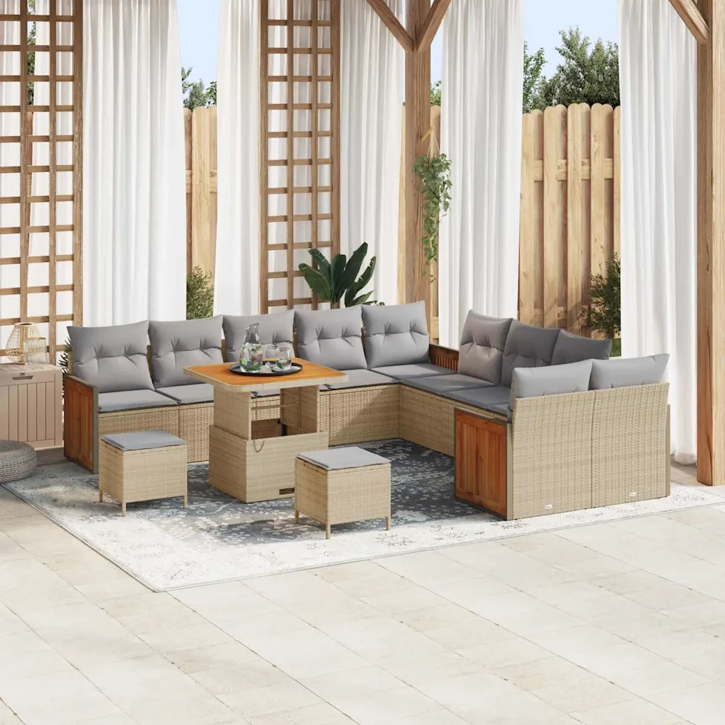Set Divano da Giardino 17 pcs Beige e Grigio Chiaro polyrattan 3365312