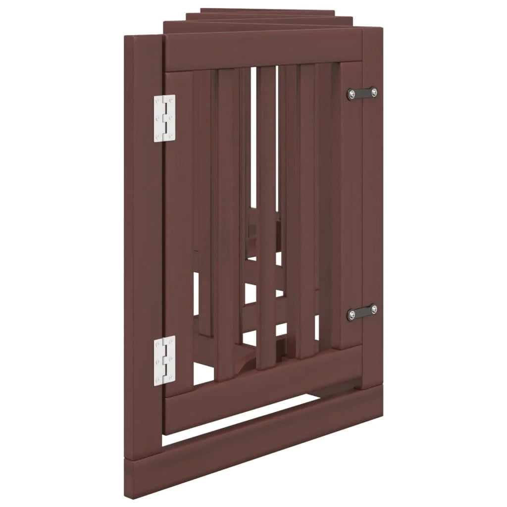 Cancelletto di sicurezza per cani con 6 pannelli in legno di pioppo marrone 02_0023316