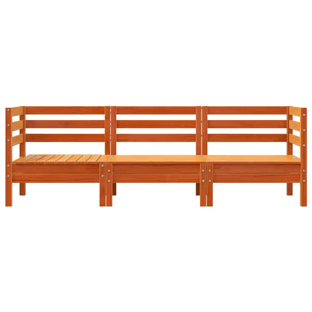 Divano da Giardino a 3 Posti Marrone Cera Legno Massello Pino 838030