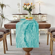 Tavolo da salotto blu moderno per soggiorno tovagliato da tavola estivo 40 x 140 cm con decorazione a strisce di marmo fine per tavola da pranzo, matrimoni, feste di Natale, eventi, tavola da pranzo, tenda da matrimonio in lino.