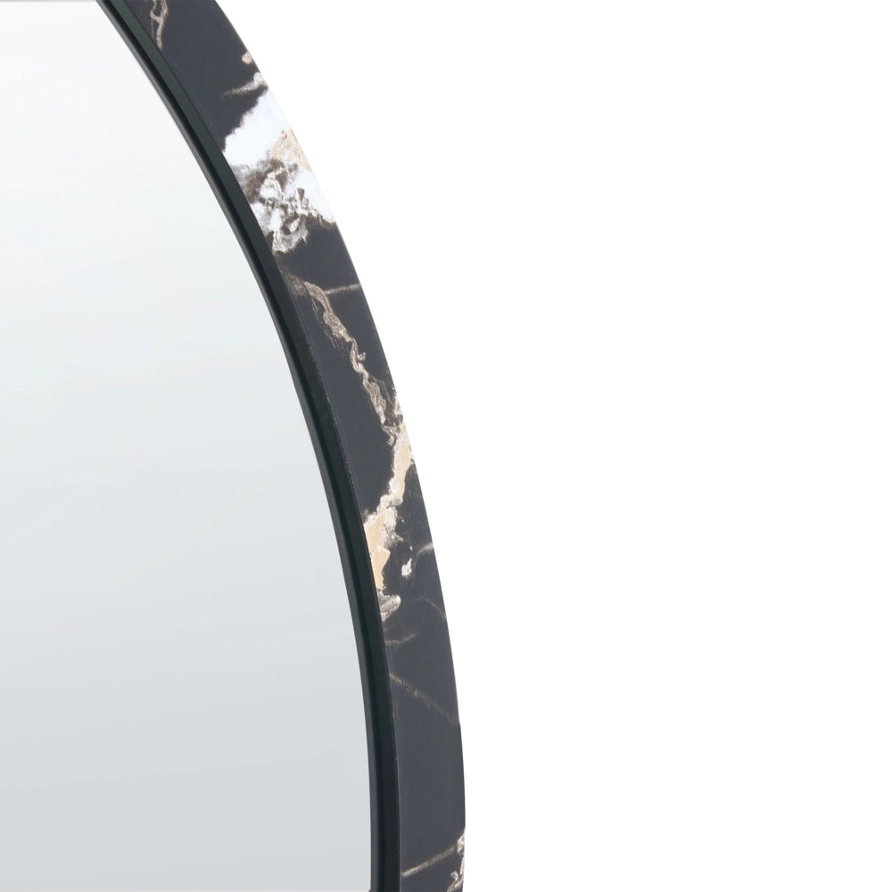 Specchio da parete in vetro nero e materiale sintetico ø 69 cm Specchio da appendere in stile moderno