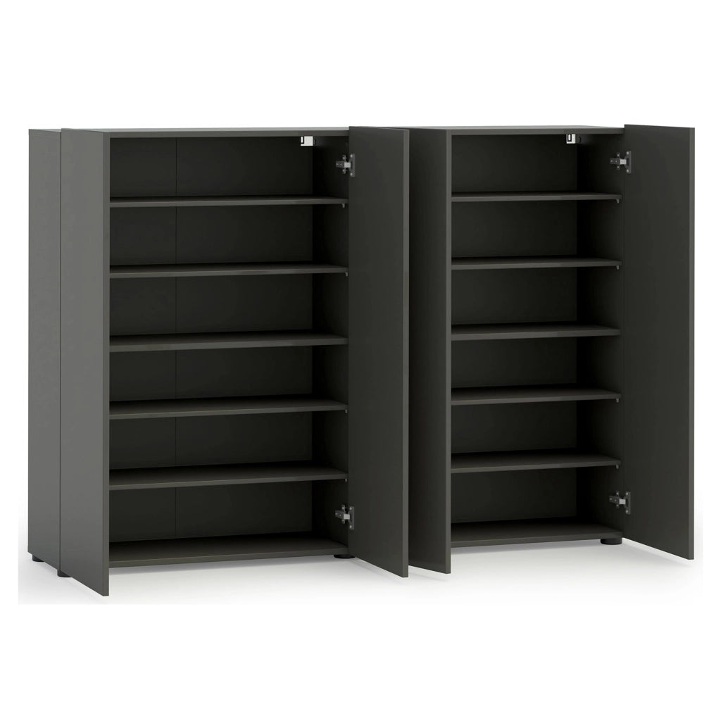 Scarpiera Doda, Mobile portascarpe, Armadio da ingresso multiuso, Mobiletto per calzature, Made in Italy, 160x34h115 cm, Antracite