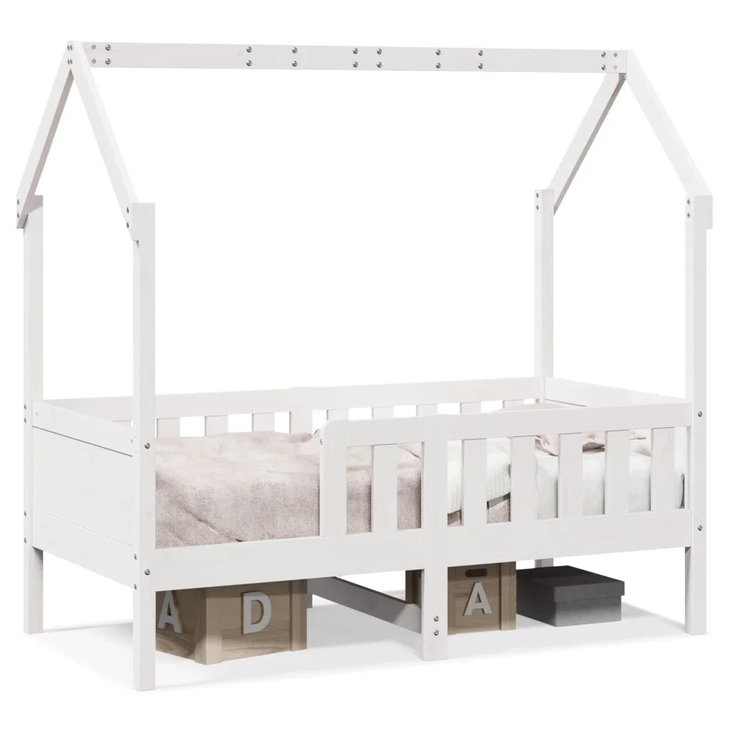 Giroletto Casetta Bambini Bianco 70x140 cm Legno Massello Pino 850714