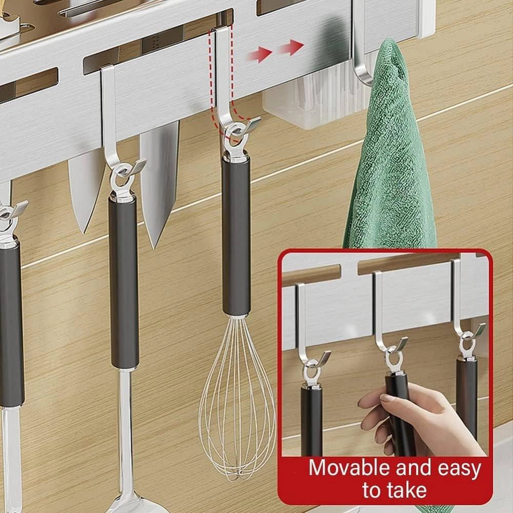 Trade Shop - Portacoltelli Da Parete Multifunzione Portautensili Oggetti Da Cucina Organizer -