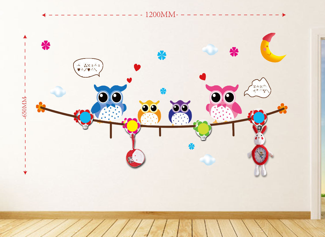 Sticker da Muro Owl con Appendini 120x65 cm Plastica