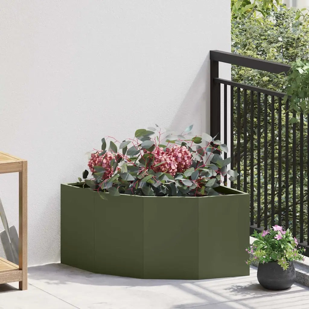 Vaso d'angolo Oliver verde 60 x 60 x 35 cm Acciaio