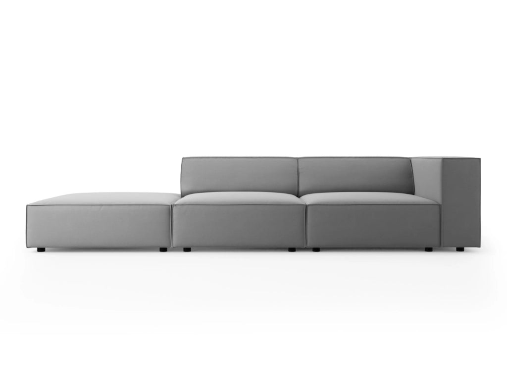 Cosmopolitan Design - Divano sinistro "Arendal" 4 posti in velluto grigio chiaro 