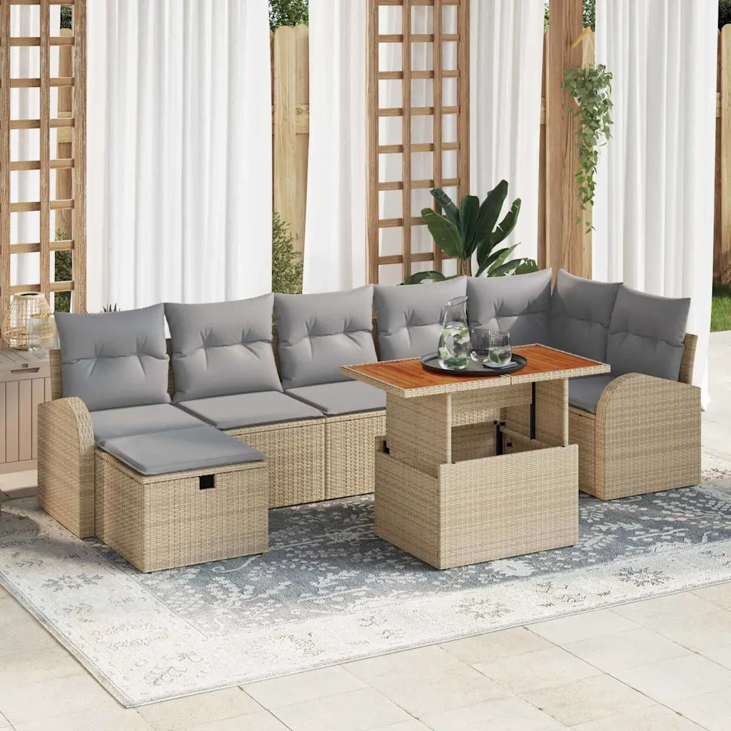 Set Divano da Giardino 8 pcs Beige polyrattan 3361308