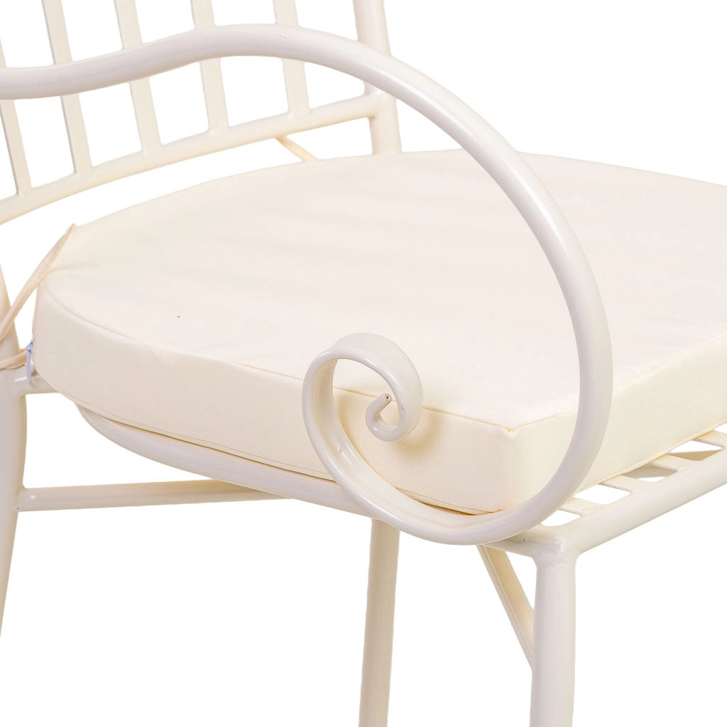 Poltrona in ferro battuto con cuscino 58x54x88h cm Bianco
