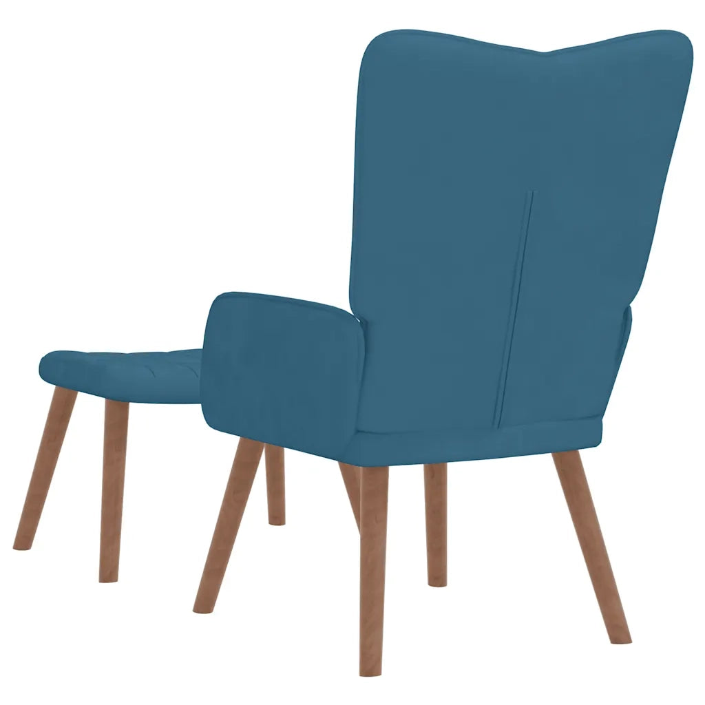 Poltrona Relax | Sedia Relax con Poggiapiedi Blu in Velluto
