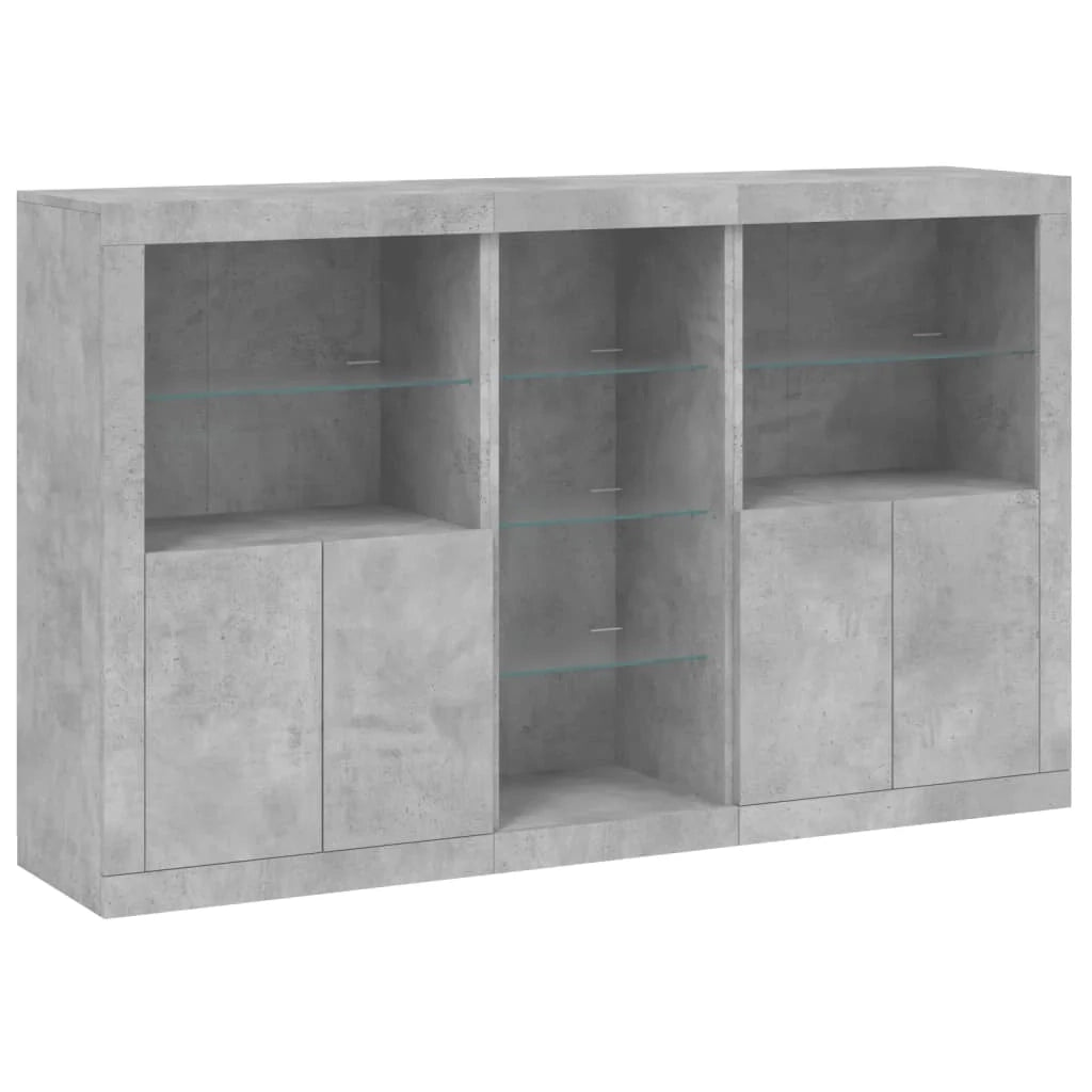 Buffet credenza cassettiera armadio mobile contenitore organizer per cucina soggiorno salotto con luci LED 162 x 37 x 100 cm grigio 02_0029979