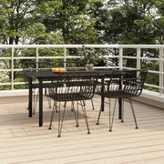 Set da Pranzo da Giardino 5 pz Nero in Polyrattan cod mxl 35575