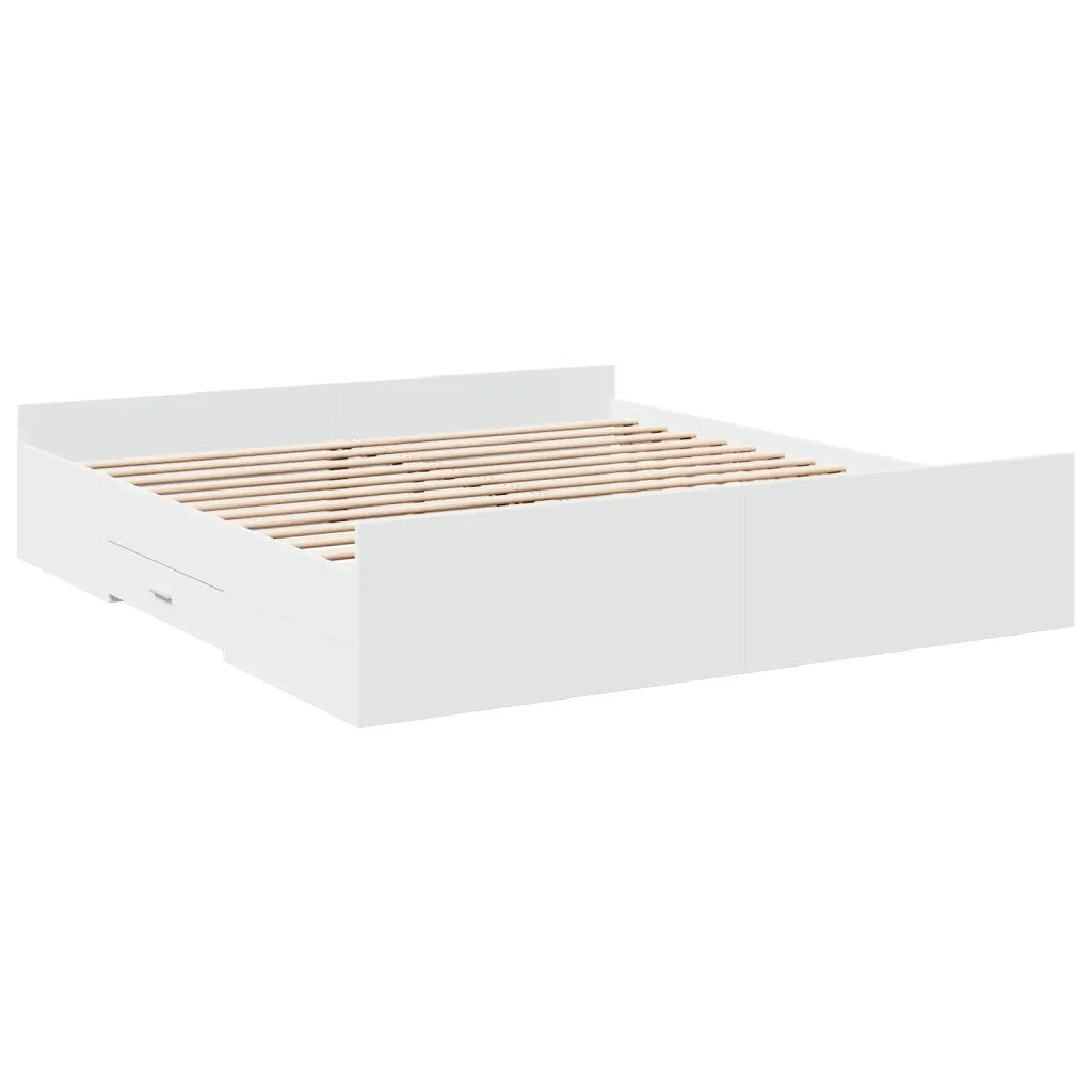 Giroletto con Cassetti Bianco 180x200 cm in Legno Multistrato 3280272