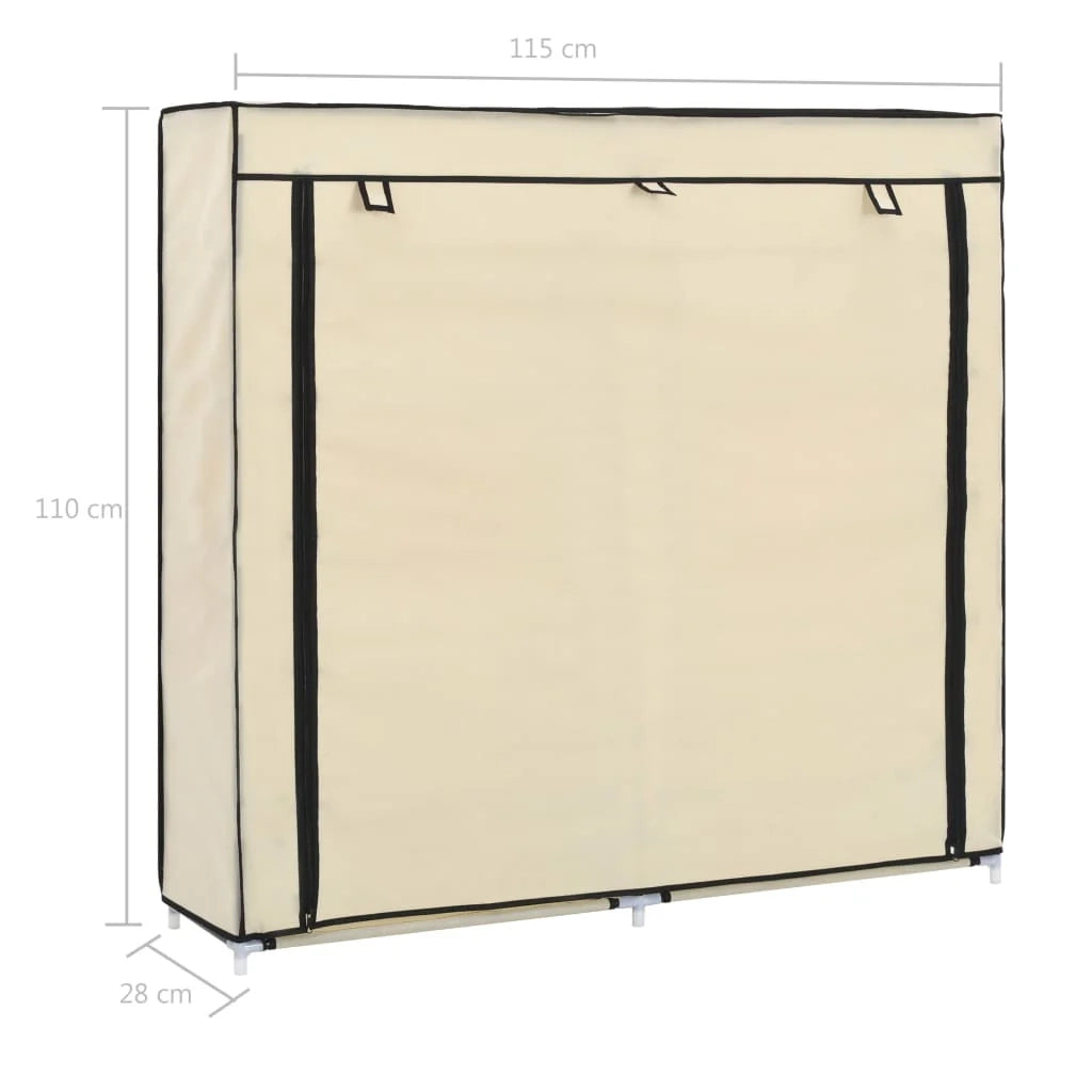 Scarpiera mobile contenitore per scarpe mobile per ingresso/corridoio/soggiorno con coperchio 115 x 28 x 110 cm tessuto crema 02_0021406
