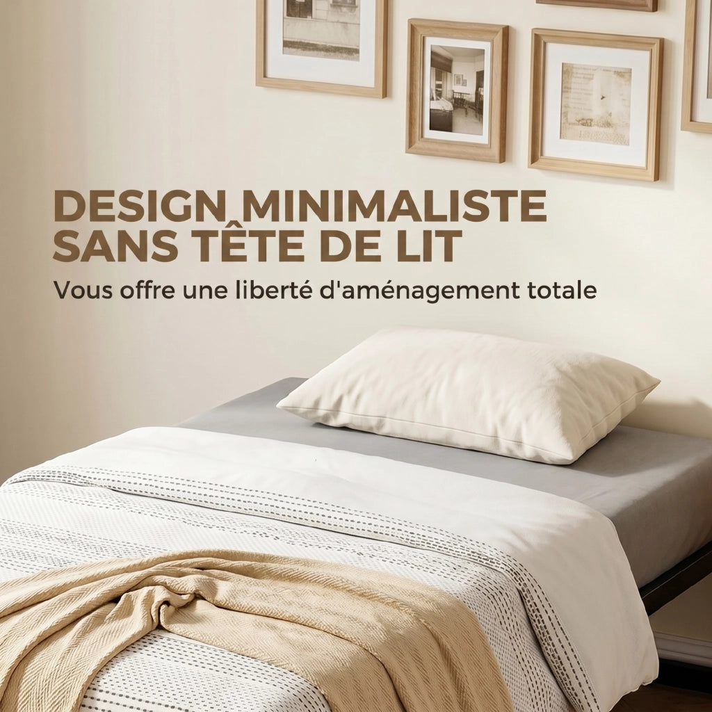 Letto singolo con contenitore ¨C Xylo ¨C 90x200 cm metallo nero con rete a doghe