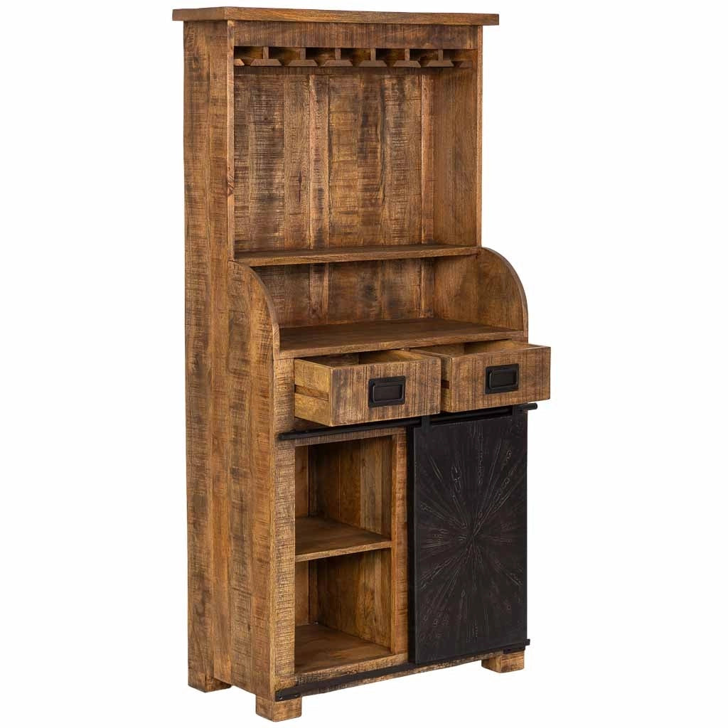 Mobile portabottiglie in legno marrone 80x39x170h cm