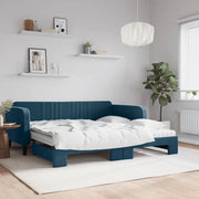 Divano Letto Estraibile con Materassi Blu 100x200 cm Velluto 3197093