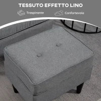 Poltrona per Salotto in Tessuto con Pouf Poggiapiedi, Schienale Alto e Cuscino, 75x83x104 cm, Grigio