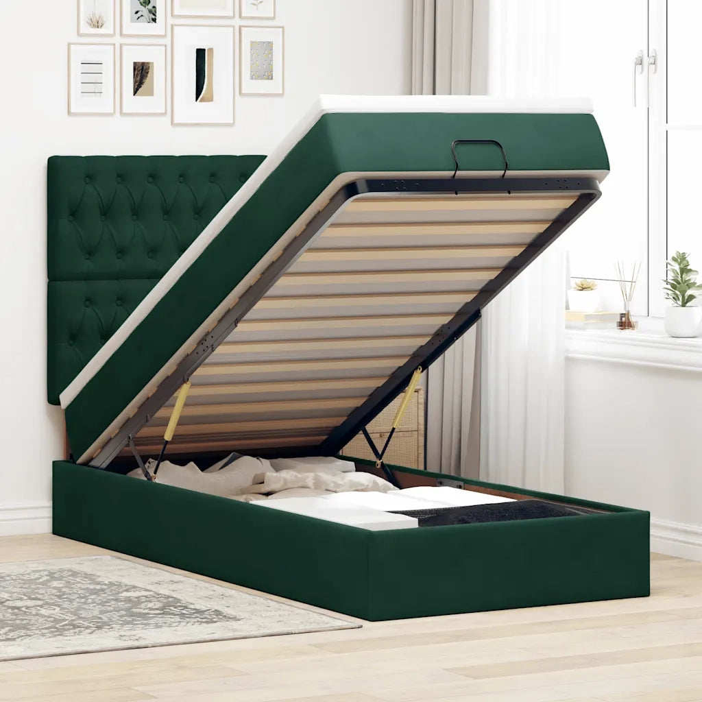 vidaXL Struttura Letto Pouf con Materassi 90x190 cm in Velluto