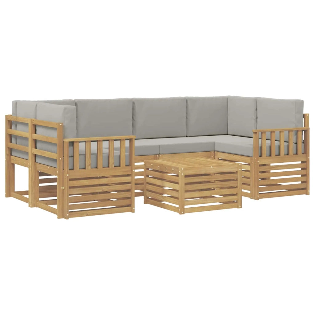 Set di divani da esterno 7 pcs Bianco e Grigio Chiaro