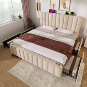 letto imbottito lino beige 180 x 200 cm