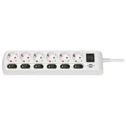 Brennenstuhl 1153110126 Multipresa a 6 prese commutabili singolarmente con cavo da 2 m H05VV-F 3G1,5 colore Bianco