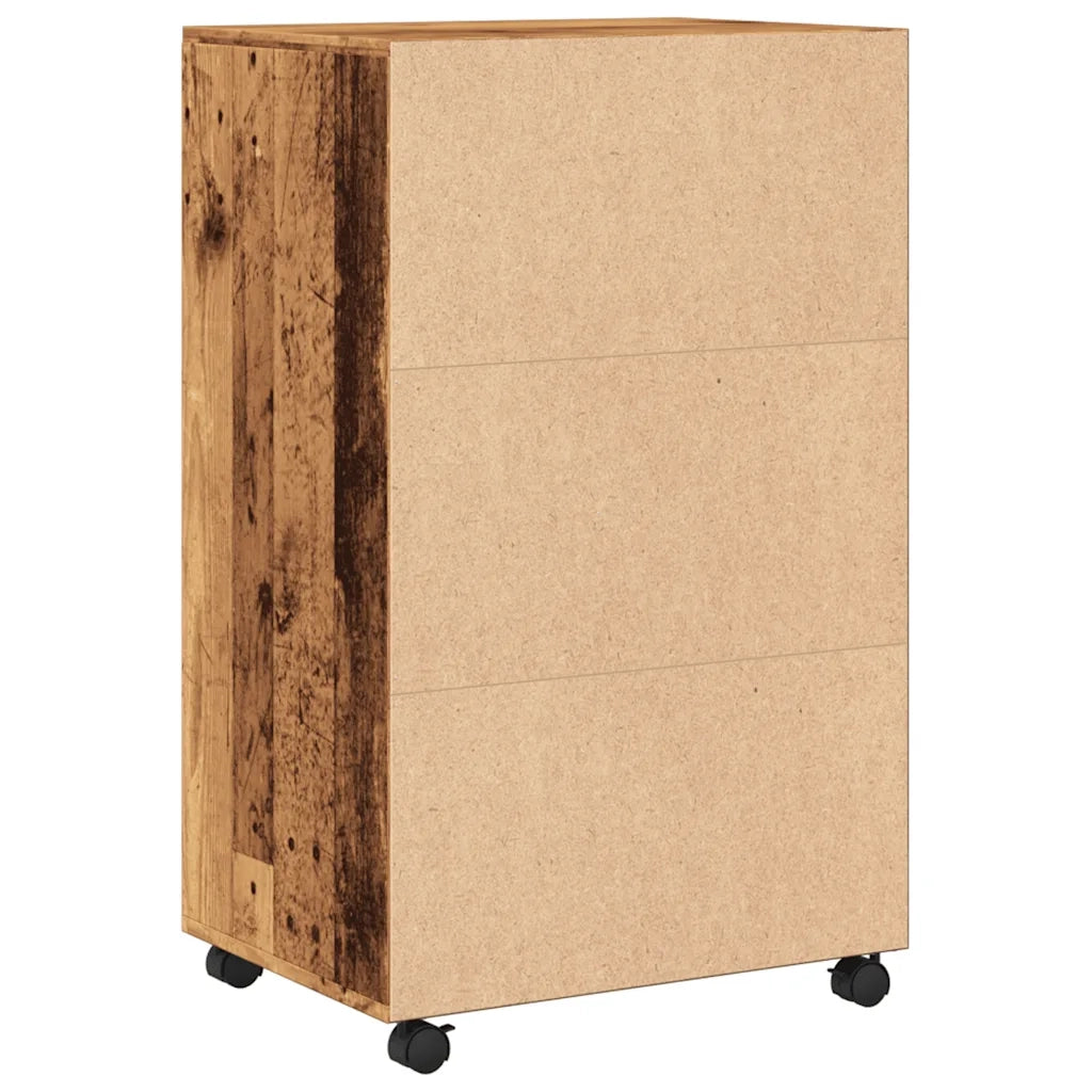 Mobiletto con Ruote Legno Antico 55x40x91 cm in Truciolato