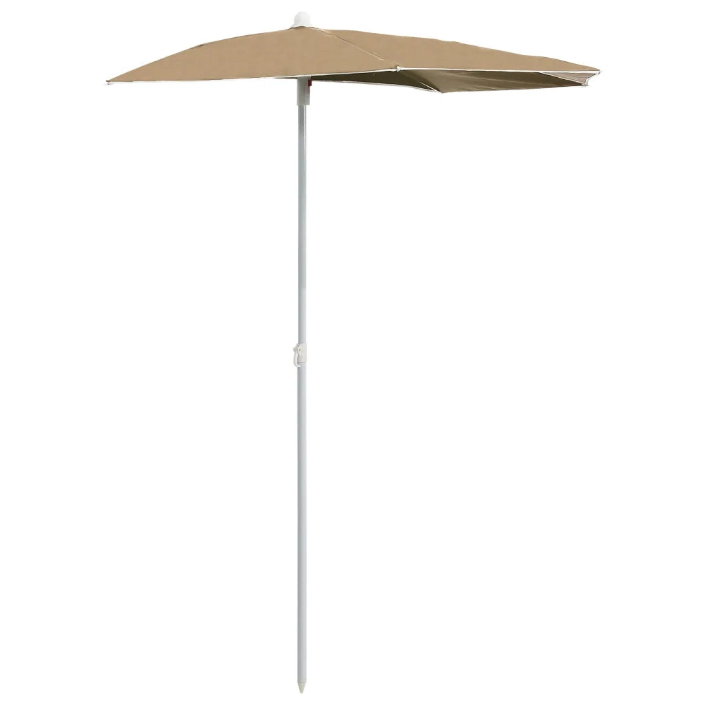 Ombrellone Semicircolare da Giardino con Palo 180x90 cm Tortora