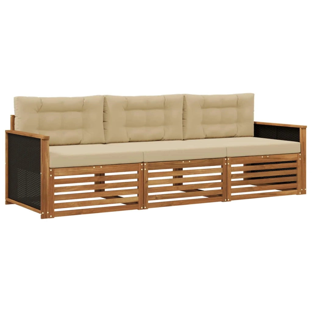 Set di divani da esterno 3 pcs Naturale e Beige Poliestere 3382956