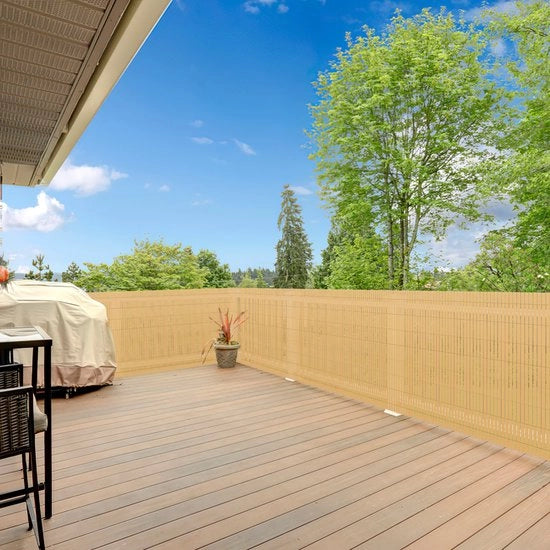 Schermo per giardino in PVC da 1,6x4m per la privacy – separazione per giardino e schermo per balcone da 1,6x4m in colore bambù