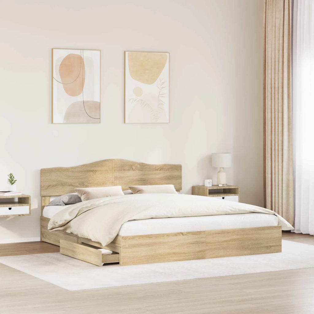 Letto con Contenitore con testiera Rovere Sonoma 180 x 200 cm 3413070