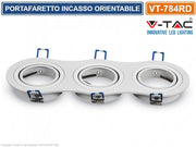 V-TAC VT-784RD PORTAFARETTO ORIENTABILE DA INCASSO PER 3 LAMPADINE GU10 E GU5.3 - SKU 3603