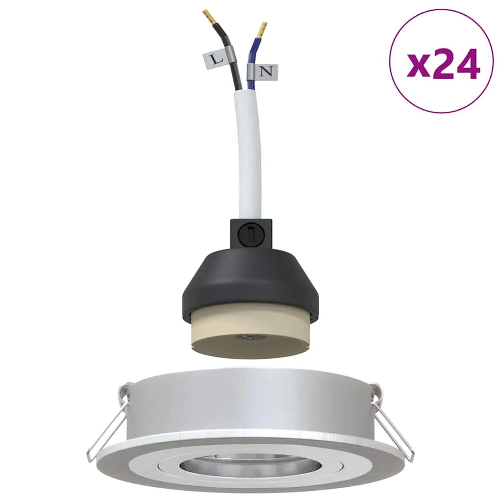 Set di 24 faretti da incasso moderni con angolazione regolabile 9 x 9 x 2 cm in alluminio argento 02_0058258