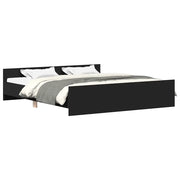 Letto matrimoniale | Letto per adulti | Giroletto con Testiera e Pediera Nero 200x200 cm