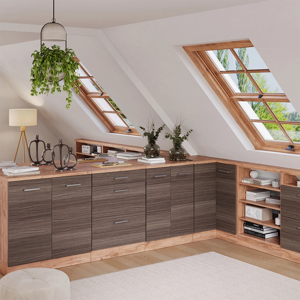 Mobile per mansarda Rion Grigio nobile/Rovere dorato 60 x 83.8 cm senza inclinazione con 2 ante Vicco