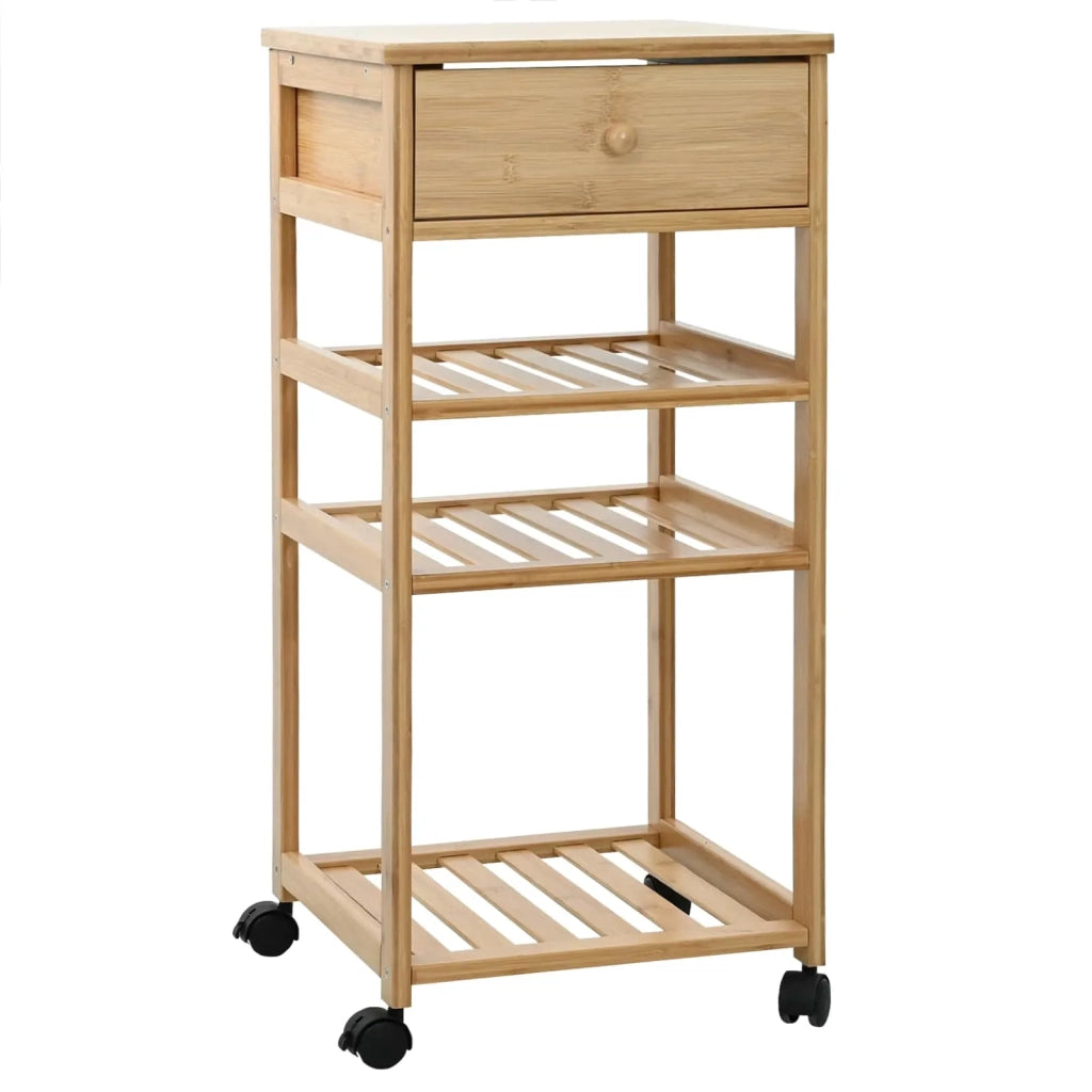 Carrello da Cucina con Ruote Naturale 37 x 36 x 80 cm Bambù