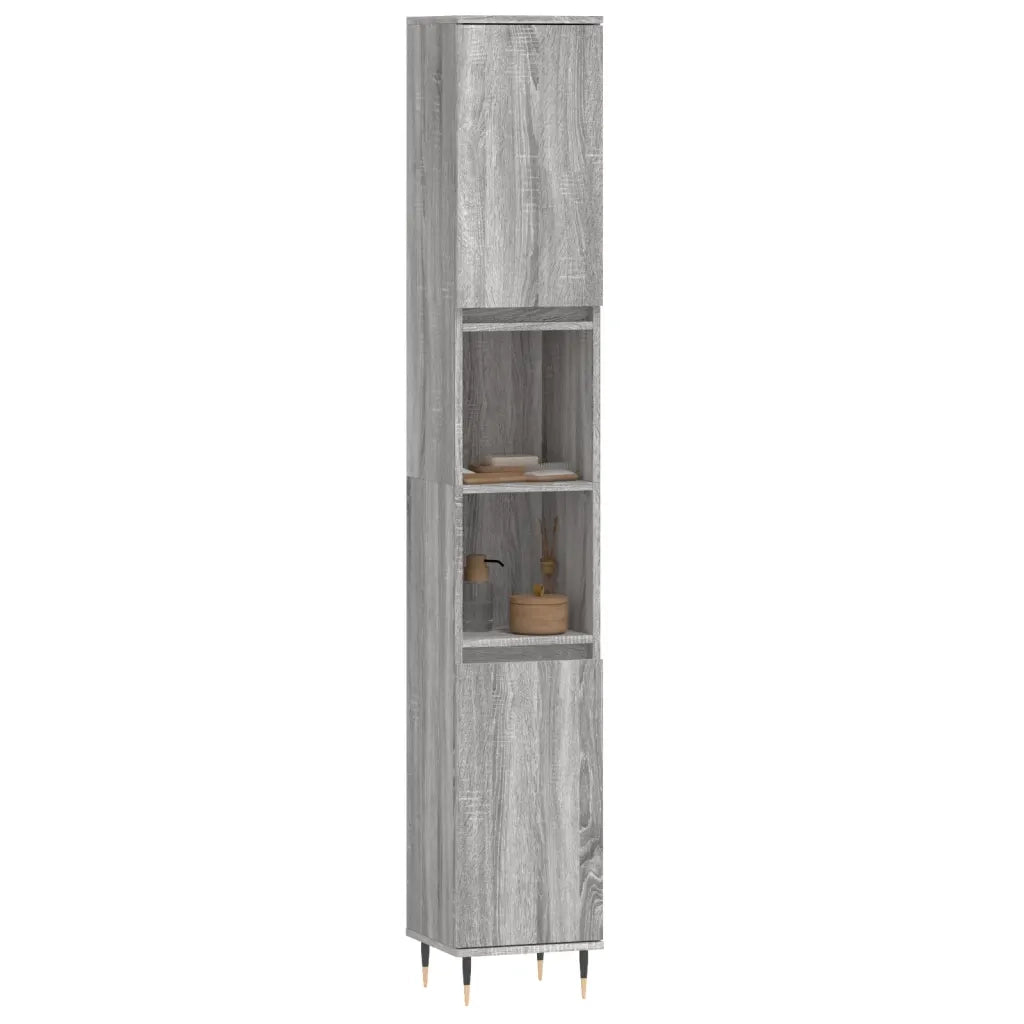 Armadietto Bagno Grigio Sonoma 30x30x190cm in Legno Multistratocod mxl 104900