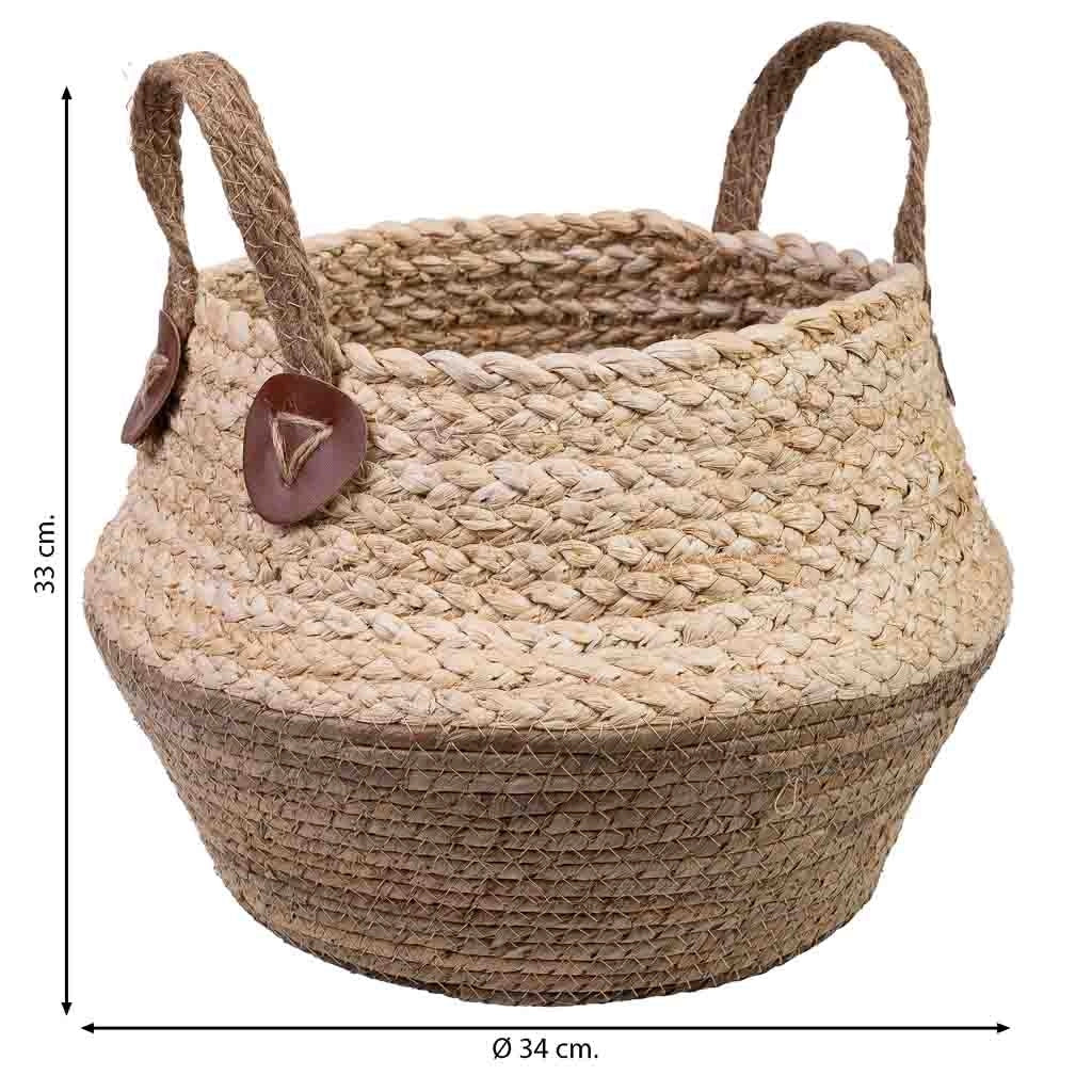 Cesto in fibra di foglie di banana e corda intrecciata di mais D34x33