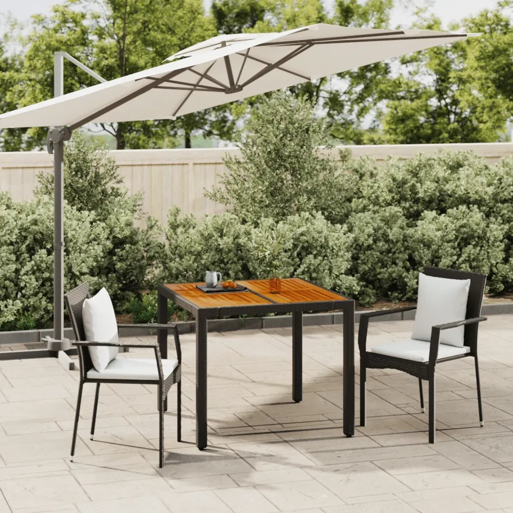 Set da Pranzo da Giardino 3 pz con Cuscini Nero in Polyrattan 3184987