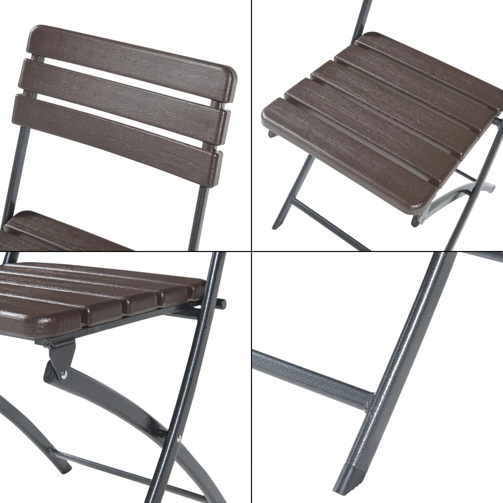 Set di 2 sedie pieghevoli da esterno per giardino campeggio e patio 81 x 46 x 58 cm effetto legno marrone 03_0009637