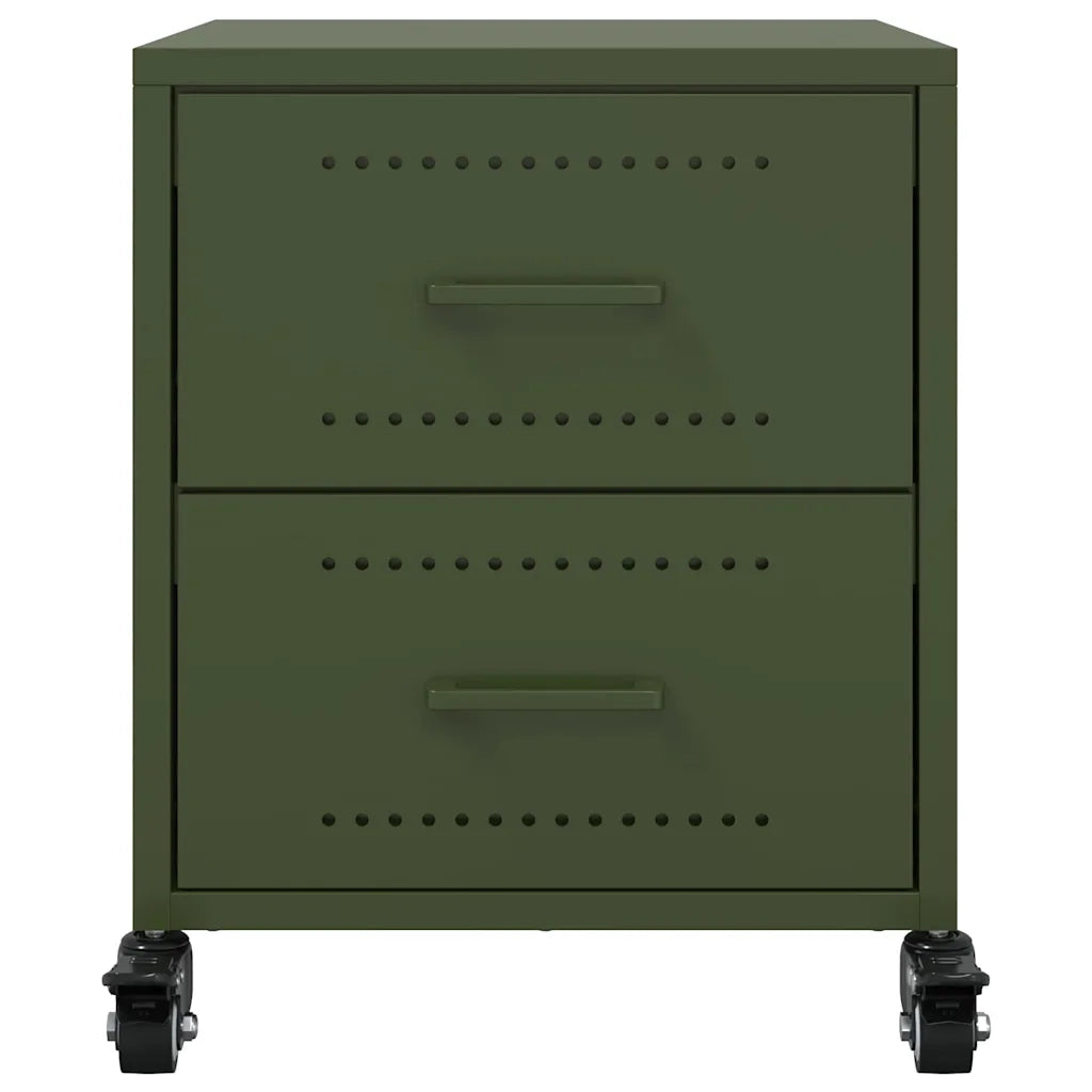 Comodini 2 pz-Set di 2 Tavolino da notte Verde Oliva 36x39x43,5 cm in Acciaio 757920