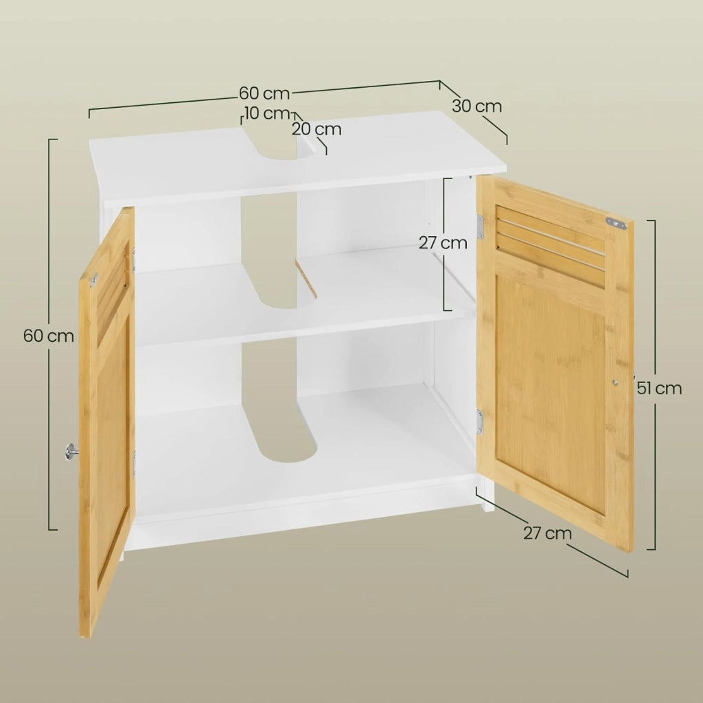 Armadietto Sottolavabo Mobiletto sotto Lavandino per Bagno con Due Ante in Legno