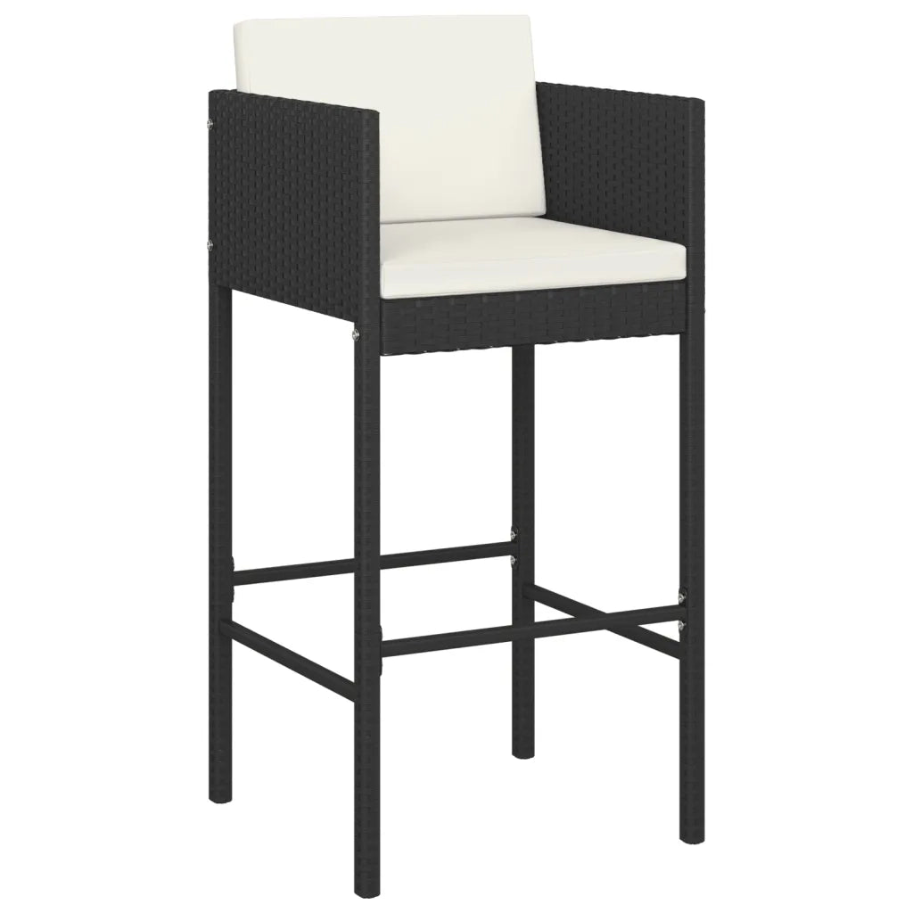 Set Bar da Giardino 5 pz con Cuscini in Polyrattan Nero 3200662