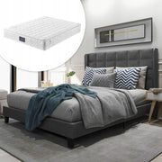 Letto imbottito 140x200 - Xylo - Grigio lino con materasso