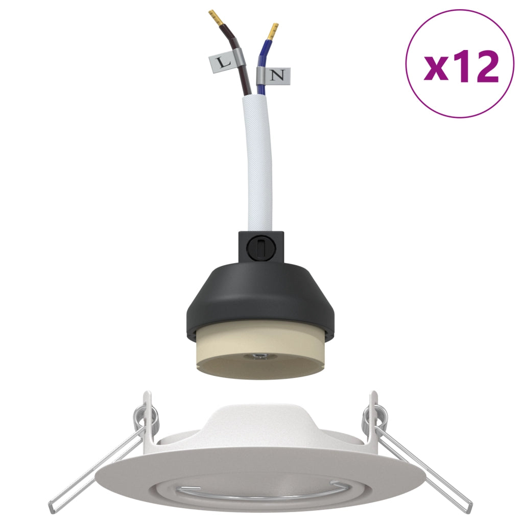 Fari Incassati 12 pezzi Rotondo GU10 Bianco Ã˜90 mm Acciaio